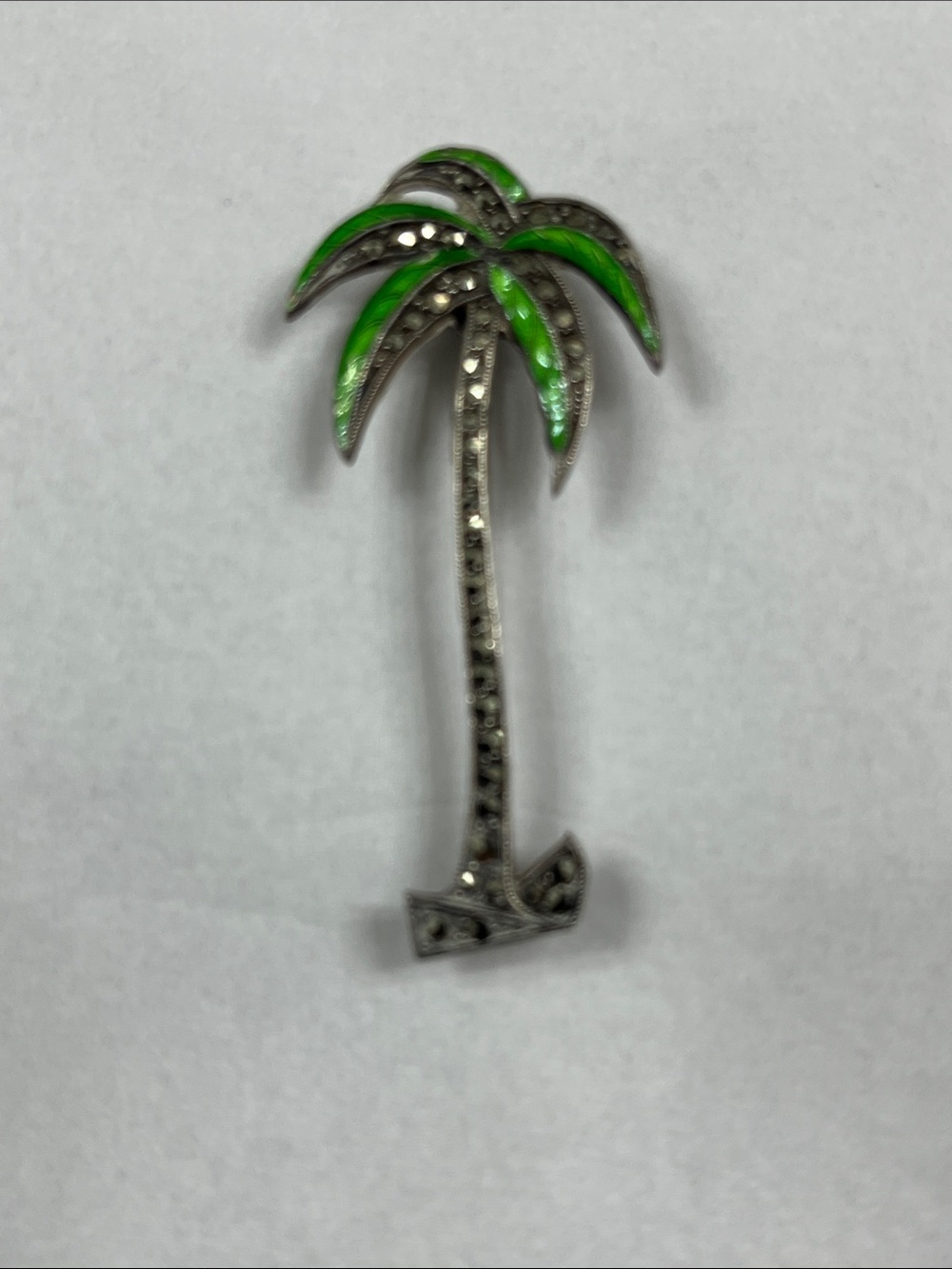 1930’s Palm Tree Sterling & Old Marcasites Broich - Picture 1 of 7